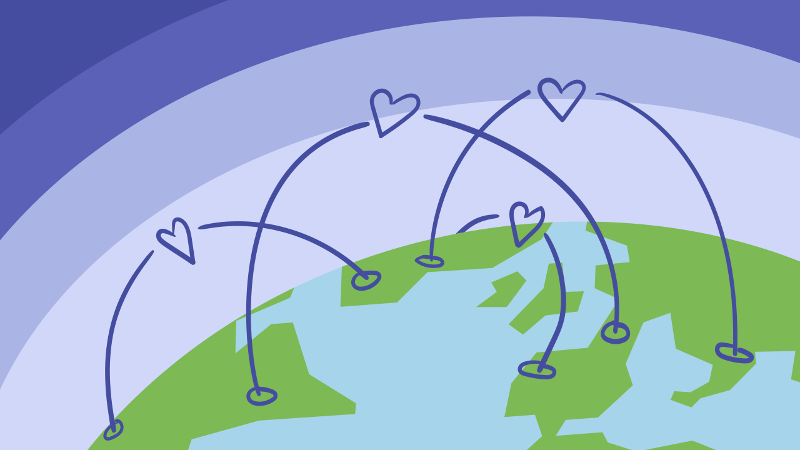 Illustration representing virtual connections across the globe