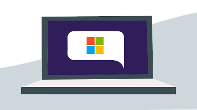 graphic of laptop screen displaying the Microsoft logo